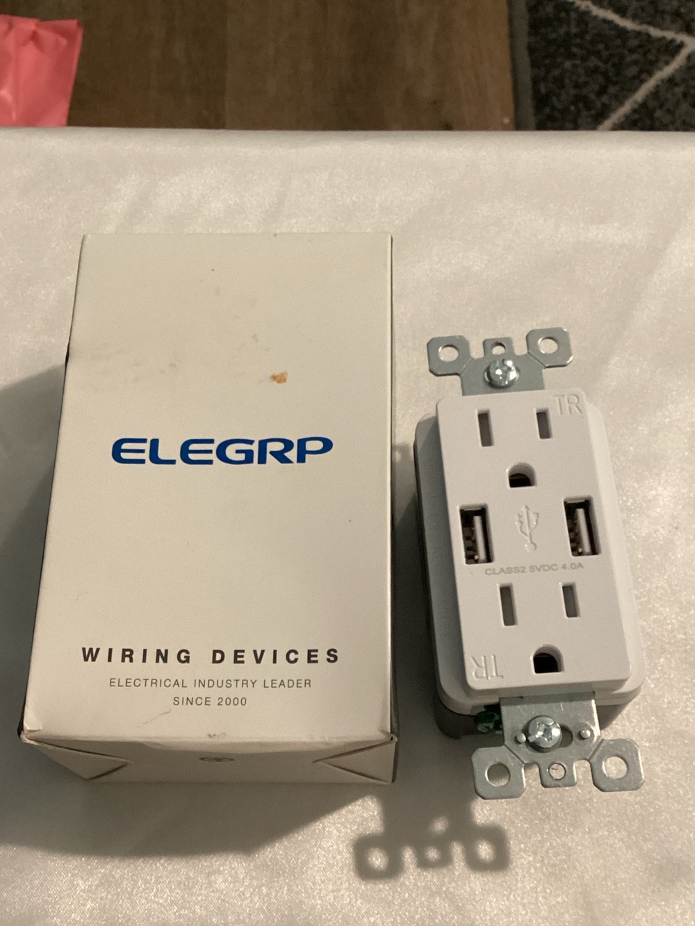 White Dual USB and Outlet Wall Receptacle - USB Charging + AC Power